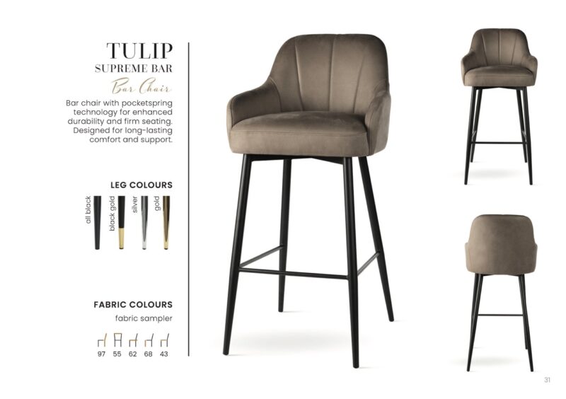 TULIP SUPREME bárszék M | táskarugós bárszék, választható szövet / lábszín